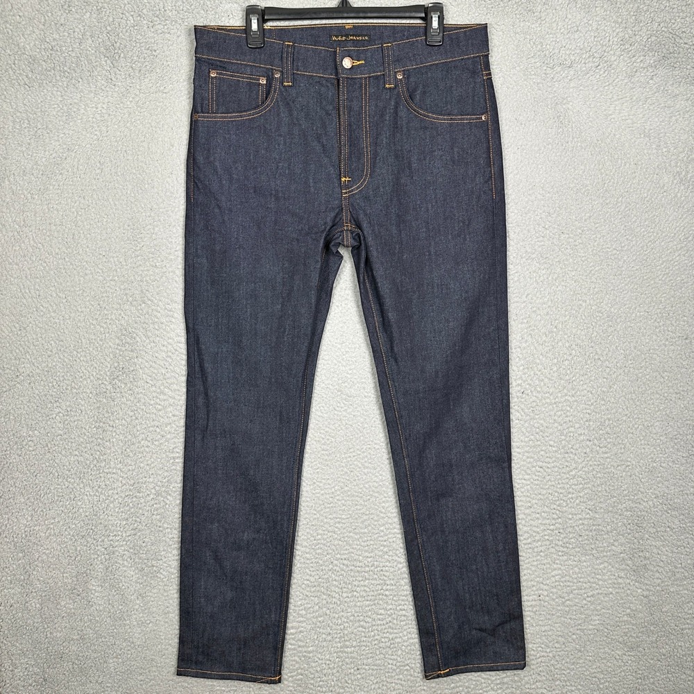 Nudie Jeans Co Jeans Mens 34X32 Lean Dean Dry 16 Dips Blue Slim Tapered Denim